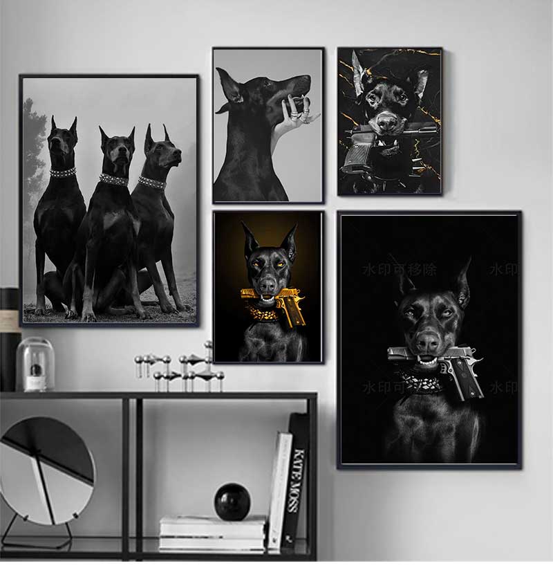 Photography Trend - Moderne mode zwarte Doberman hond met