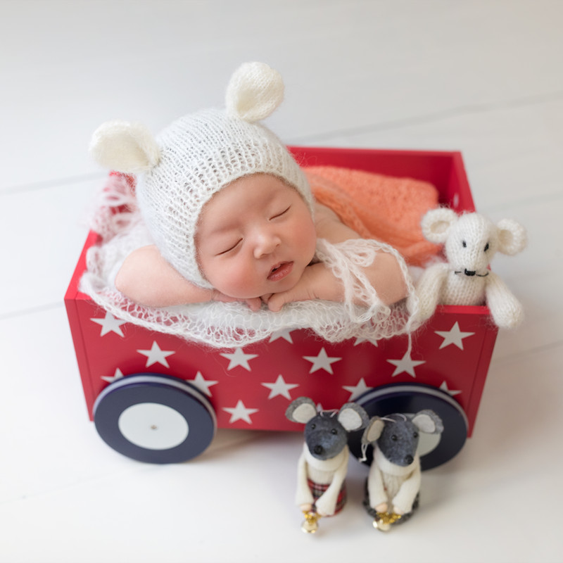 Photography Composition - vintage houten prop kinderwagen pasgeboren fotografie