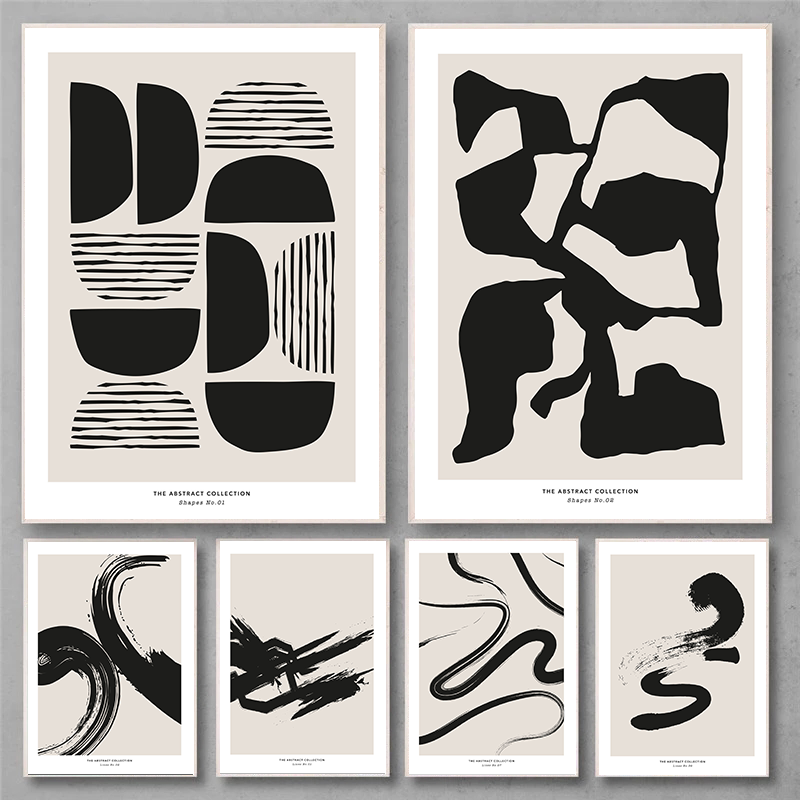 Photography Techniques - Minimalistische verfstreken abstracte muurkunst print zwarte