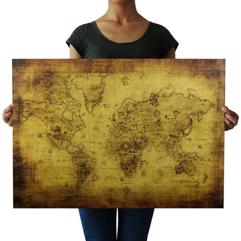 Photography Mapped - Grote 72.5X51.5cm Vintage De Oude Wereldkaart