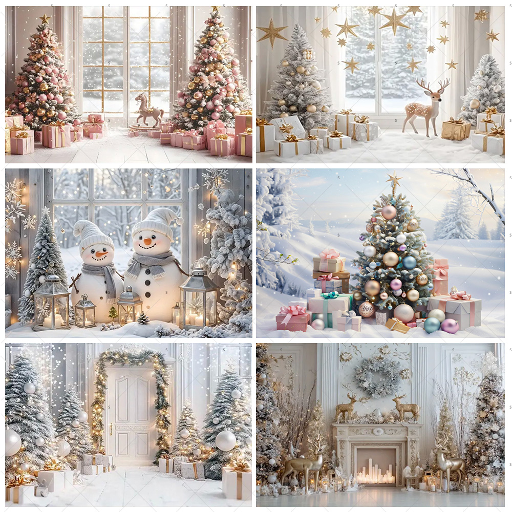 Photography Composition - Witte Kerst Sneeuw Landschap Achtergrond Kerstboom
