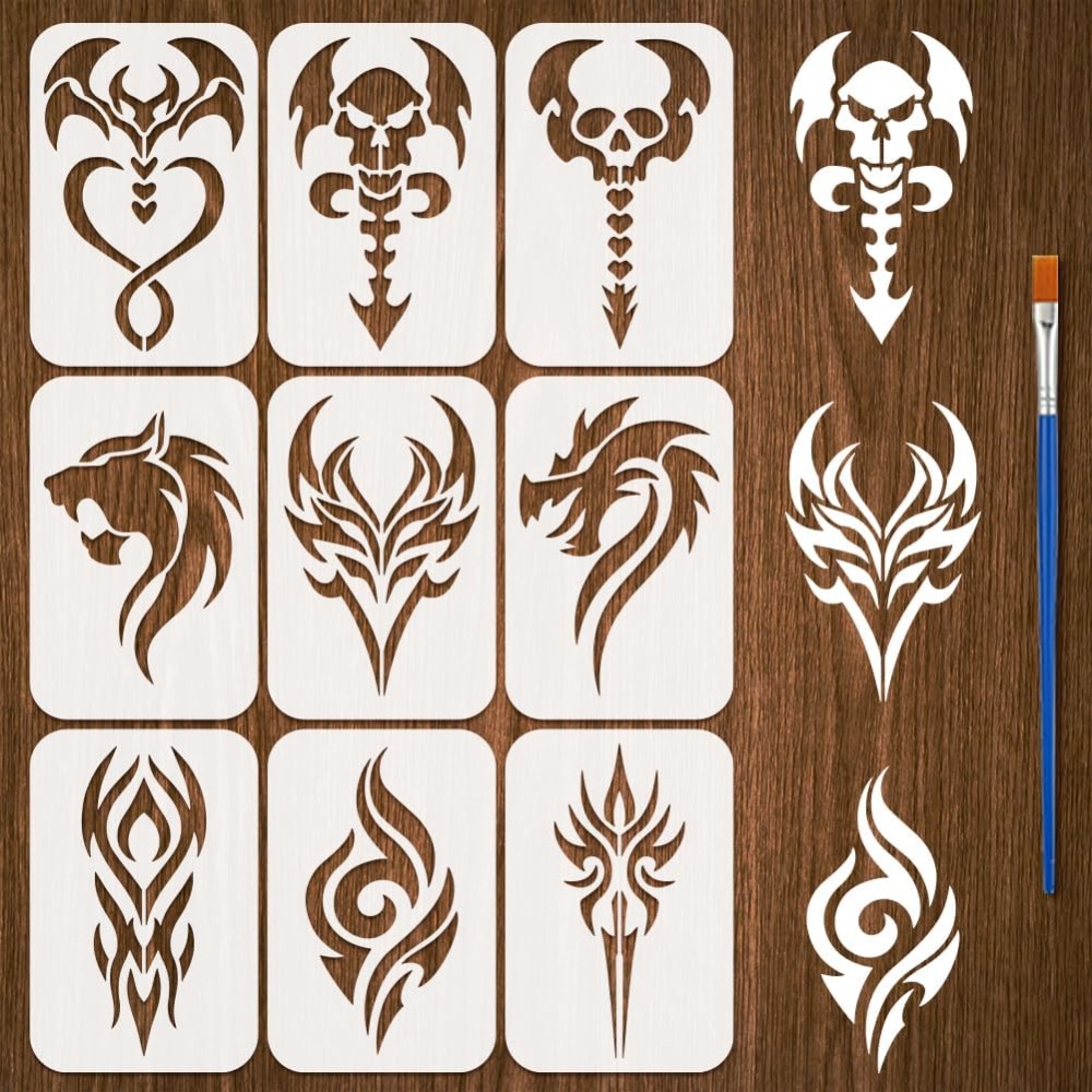 9PCS Tattoo Patroonstencil voo - Photography Techniques recensie en prijs