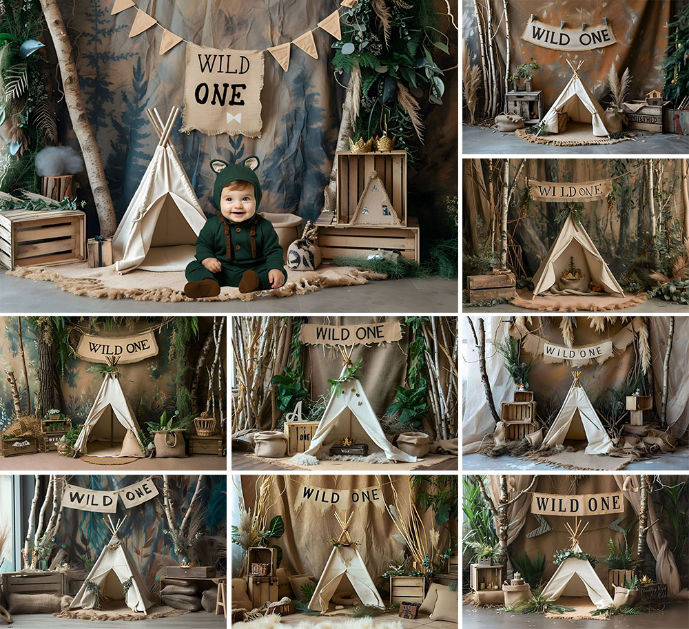 Safari Wild One Woodland Kids  - Photography Backdrop Muslin recensie en prijs