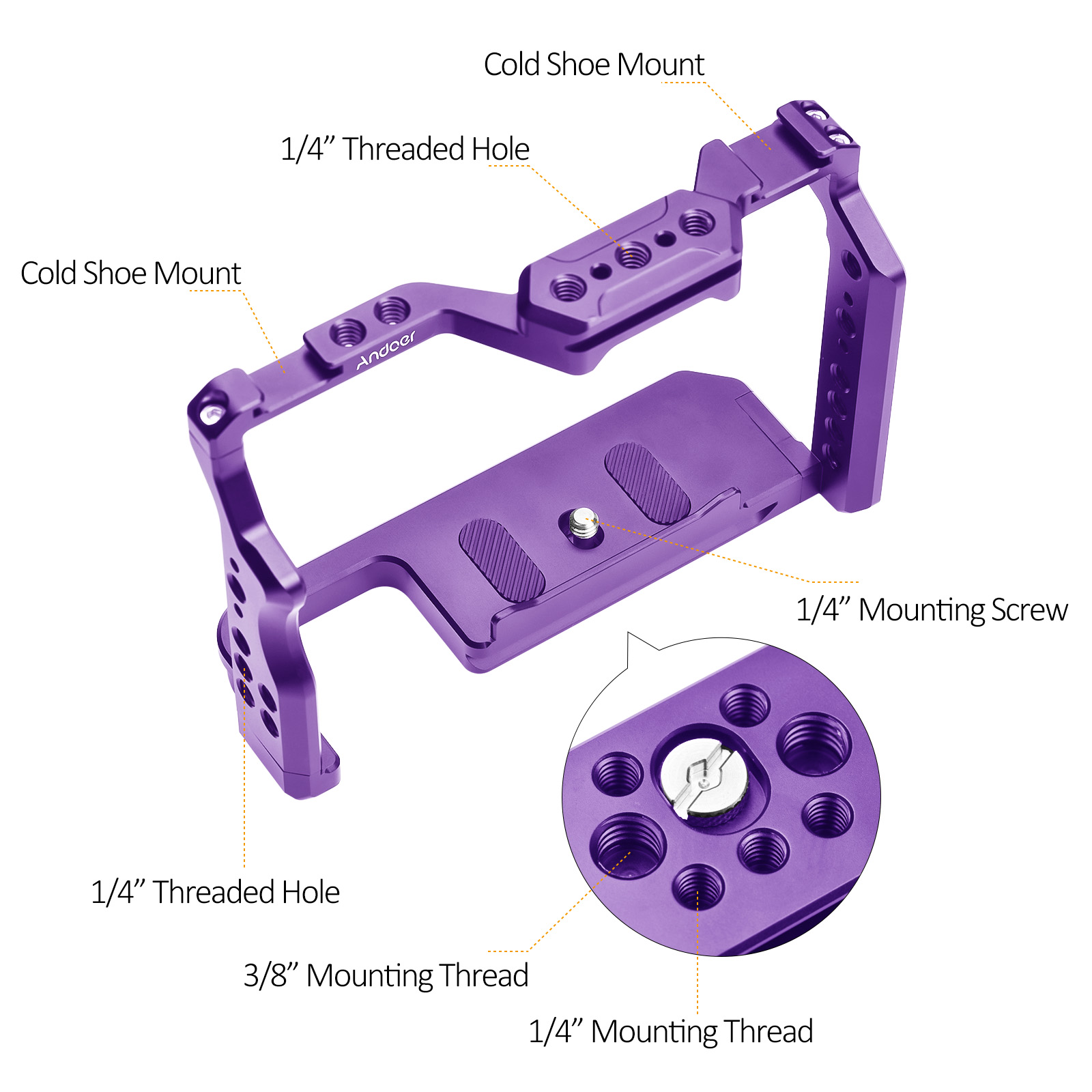 Andoer camerakooi aluminium vi - Camera Cage Baseplate recensie en prijs