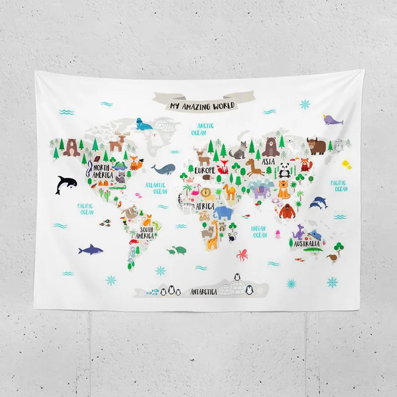 Dieren Wereldkaart Wandtapijt  - Photography Mapped recensie en prijs